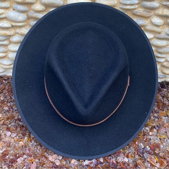 NWT New Will + Bear Calloway Black Wide Brim 100% Wool Hat/Fedora SM Western - Picture 6 of 16